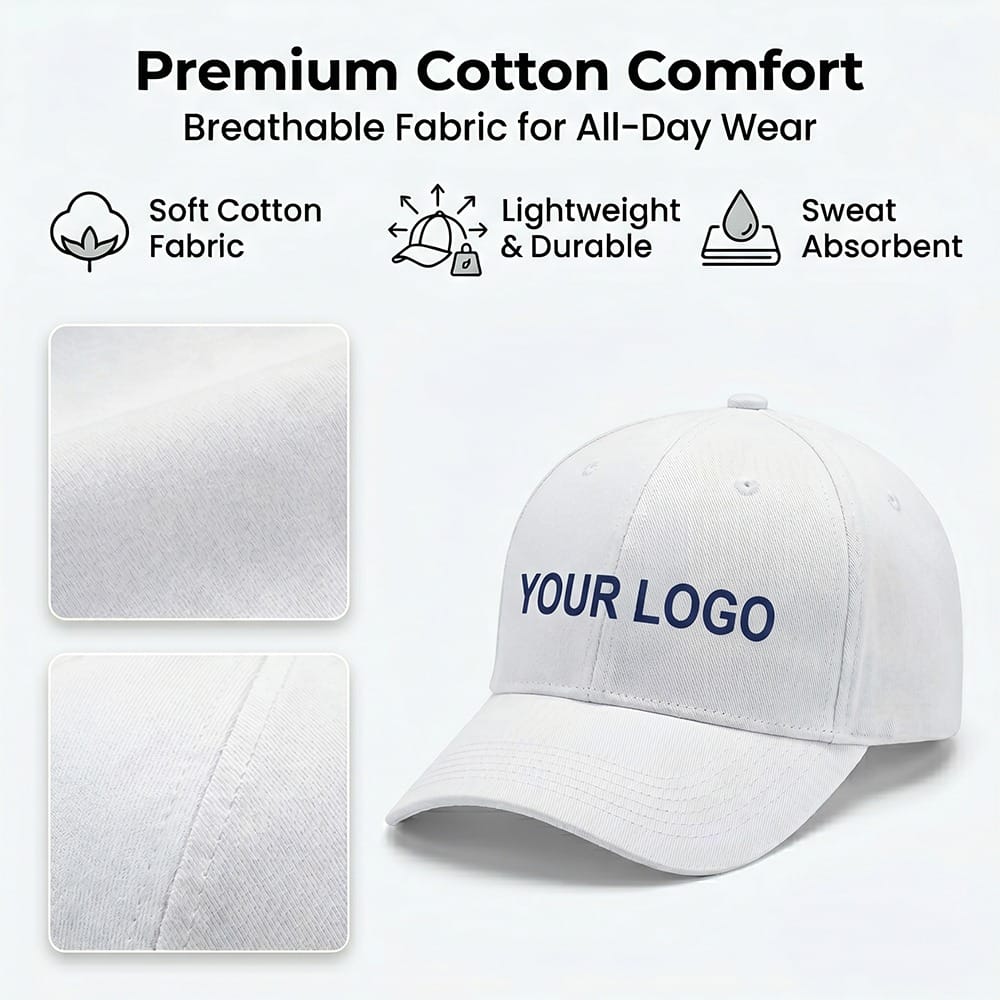 Customize white cap with logo printing